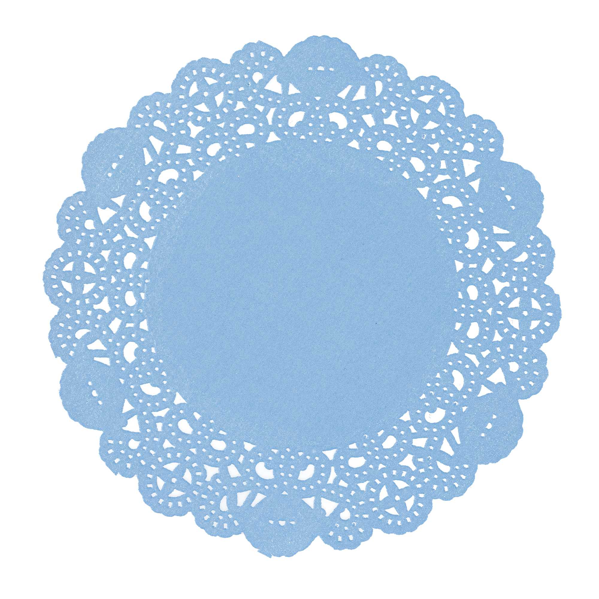 Pastry Tek Round Sky Blue Paper Doilies - Lace - 6" x 6" - 4000 count box