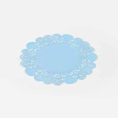 Pastry Tek Round Sky Blue Paper Doilies - Lace - 6" x 6" - 100 count box