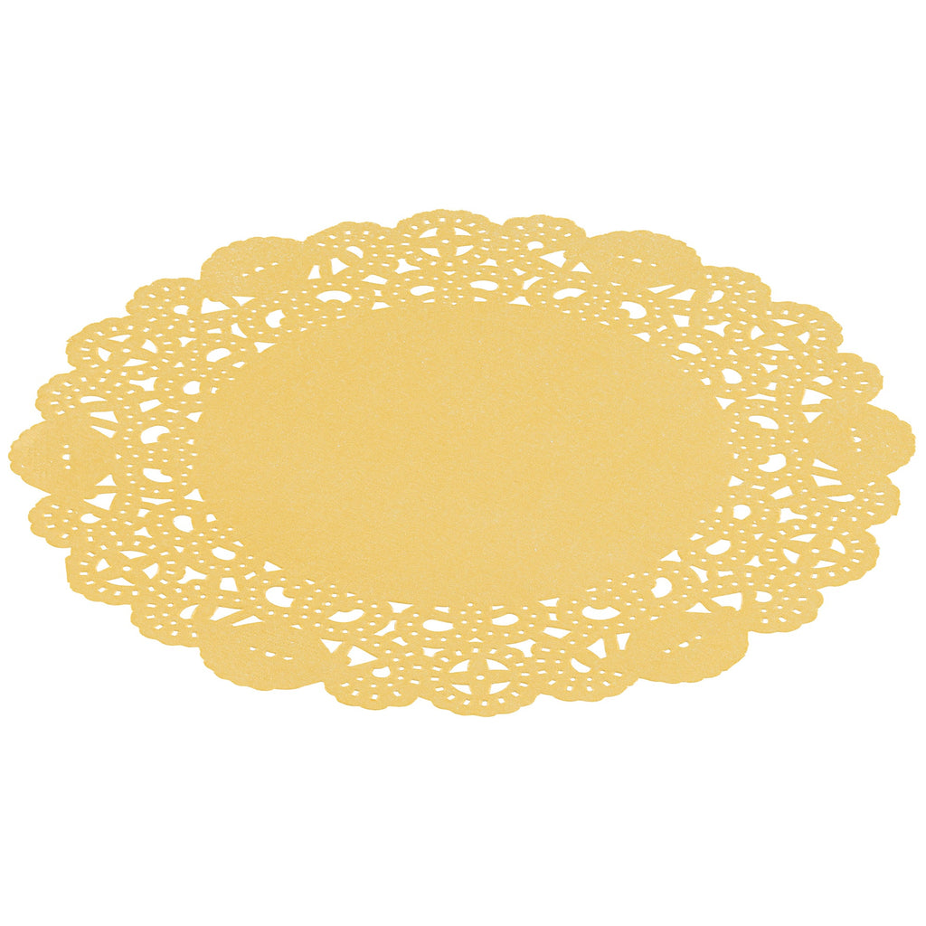 Pastry Tek Round Orange Paper Doilies - Lace - 6" x 6" - 100 count box