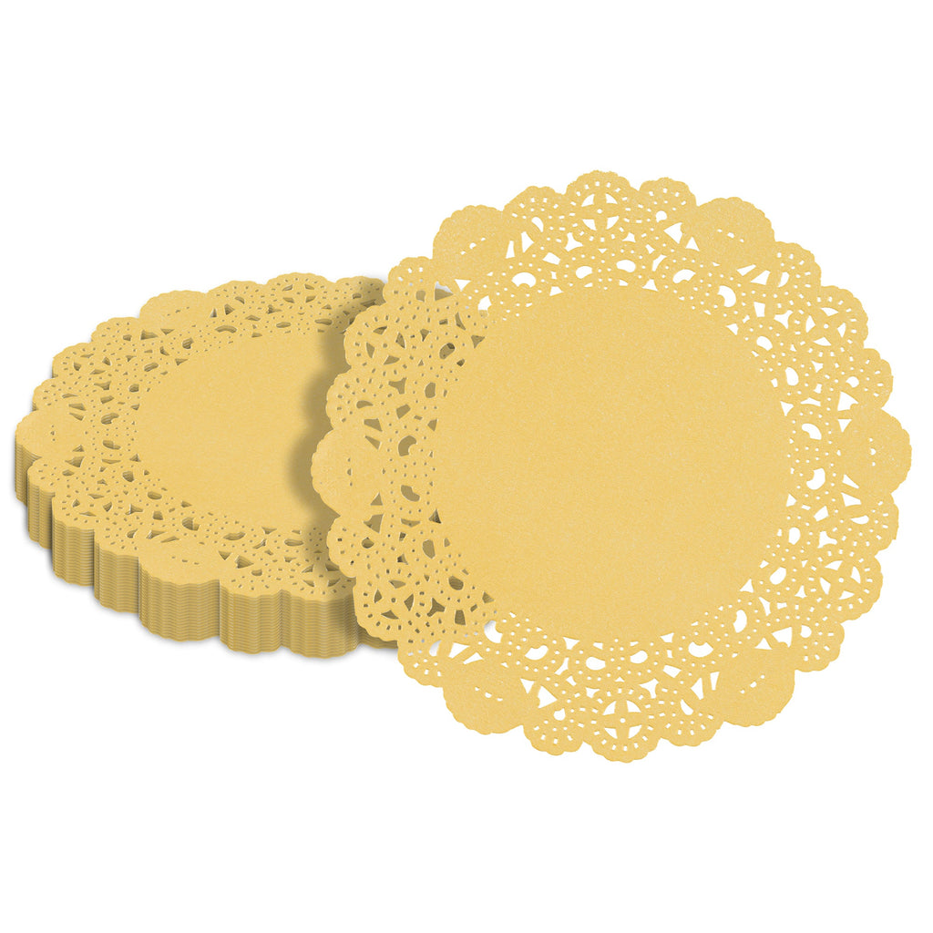 Pastry Tek Round Orange Paper Doilies - Lace - 6" x 6" - 4000 count box