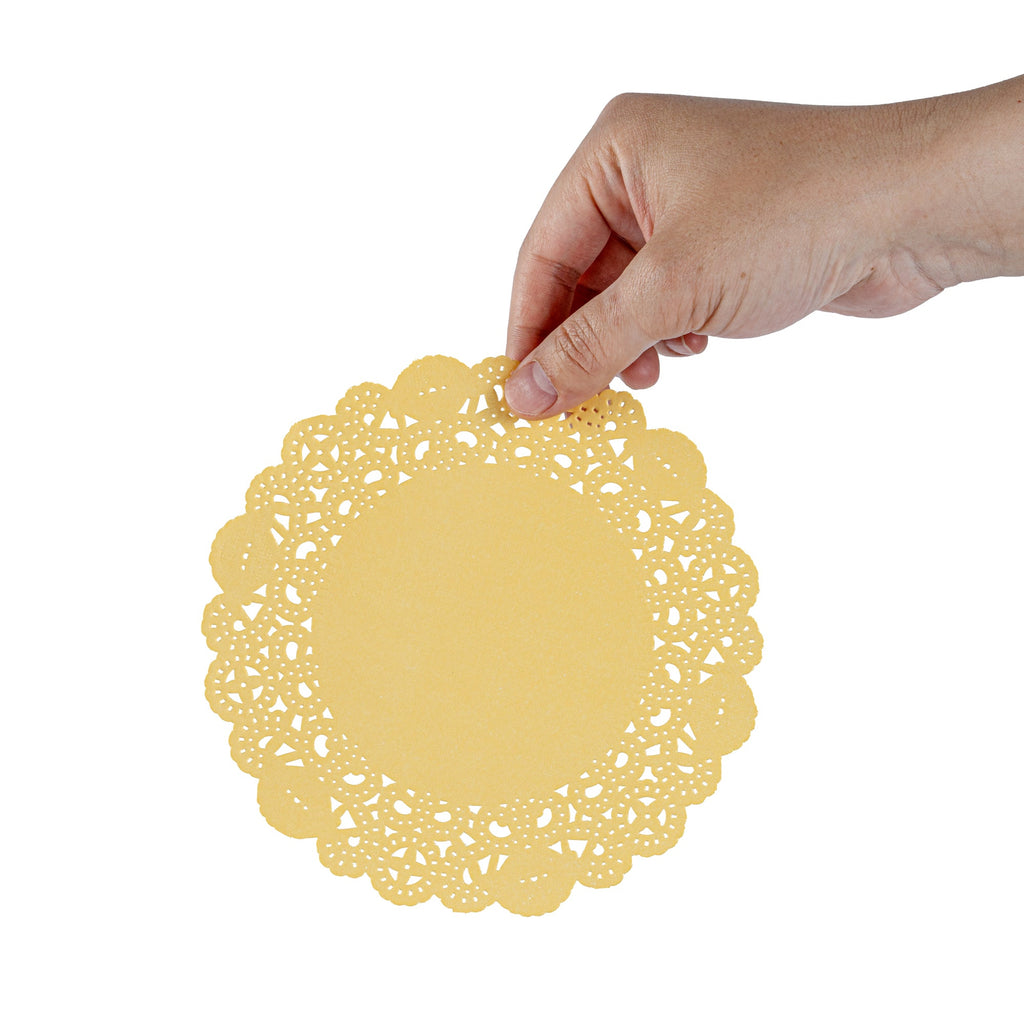 Pastry Tek Round Orange Paper Doilies - Lace - 6" x 6" - 4000 count box