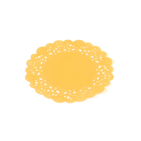 Pastry Tek Round Orange Paper Doilies - Lace - 6" x 6" - 100 count box
