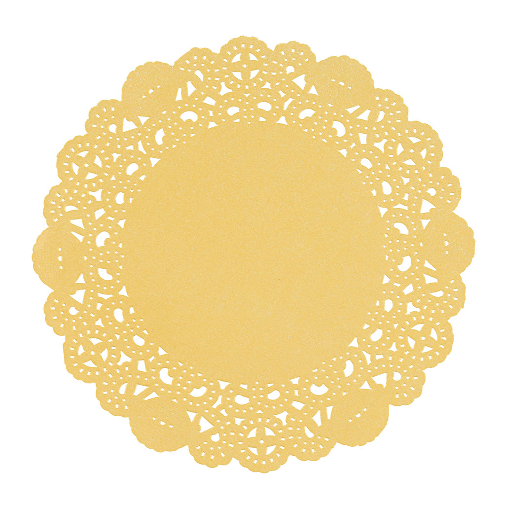Pastry Tek Round Orange Paper Doilies - Lace - 6" x 6" - 100 count box