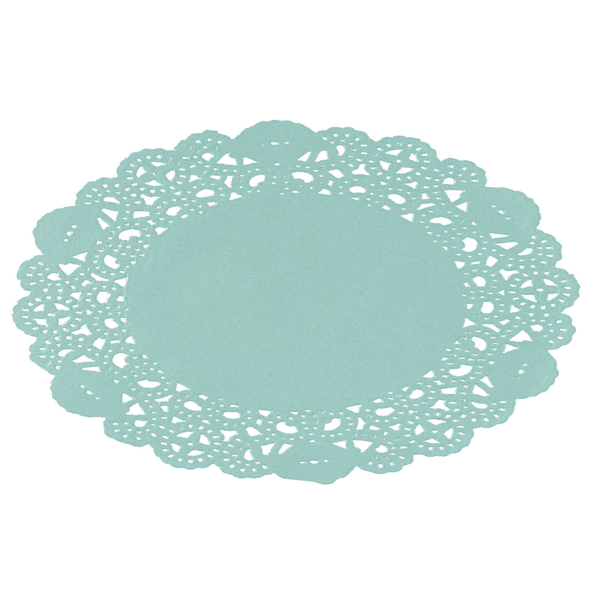 Pastry Tek Round Teal Paper Doilies - Lace - 6" x 6" - 4000 count box