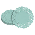 Pastry Tek Round Teal Paper Doilies - Lace - 6" x 6" - 4000 count box