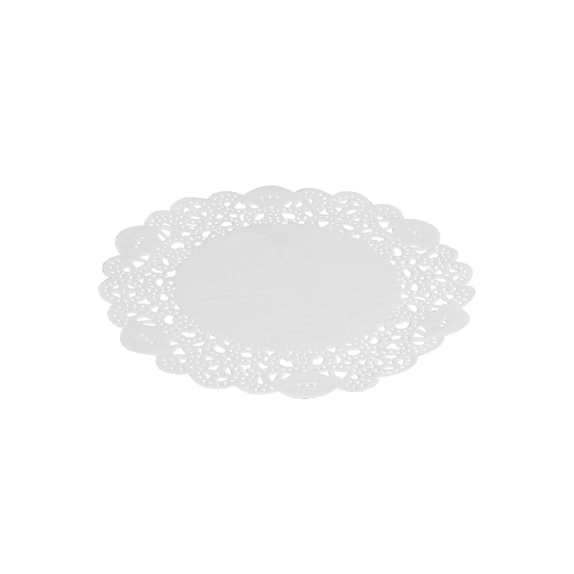 Pastry Tek Round White Paper Doilies - Lace - 6" x 6" - 100 count box