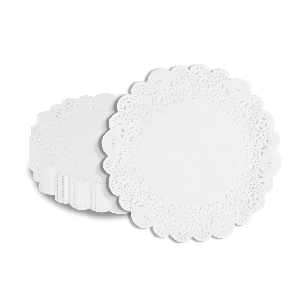 Pastry Tek Round White Paper Doilies - Lace - 6" x 6" - 100 count box