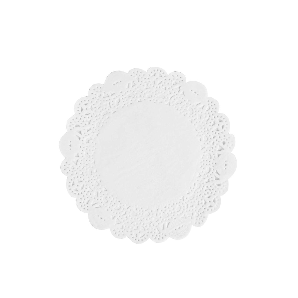 Pastry Tek Round White Paper Doilies - Lace - 6" x 6" - 4000 count box