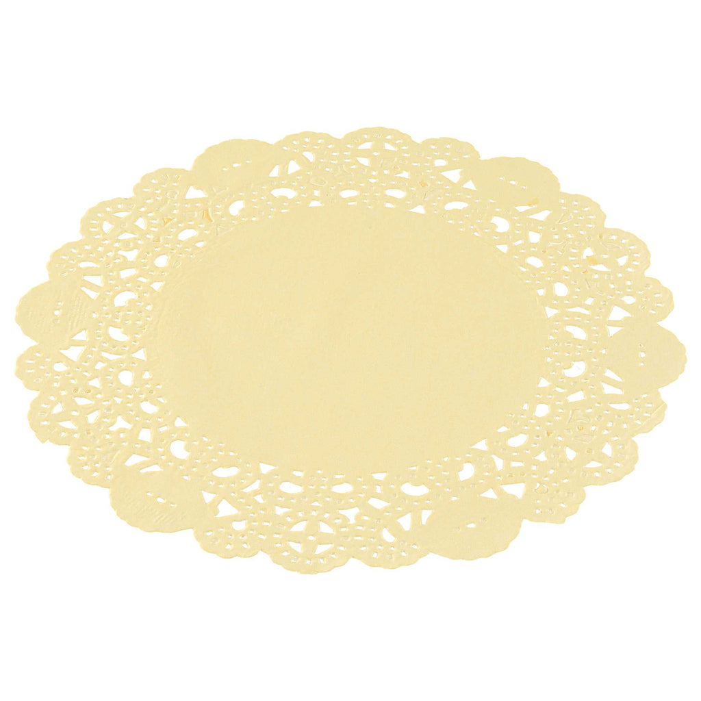 Pastry Tek Round Yellow Paper Doilies - Lace - 6" x 6" - 4000 count box