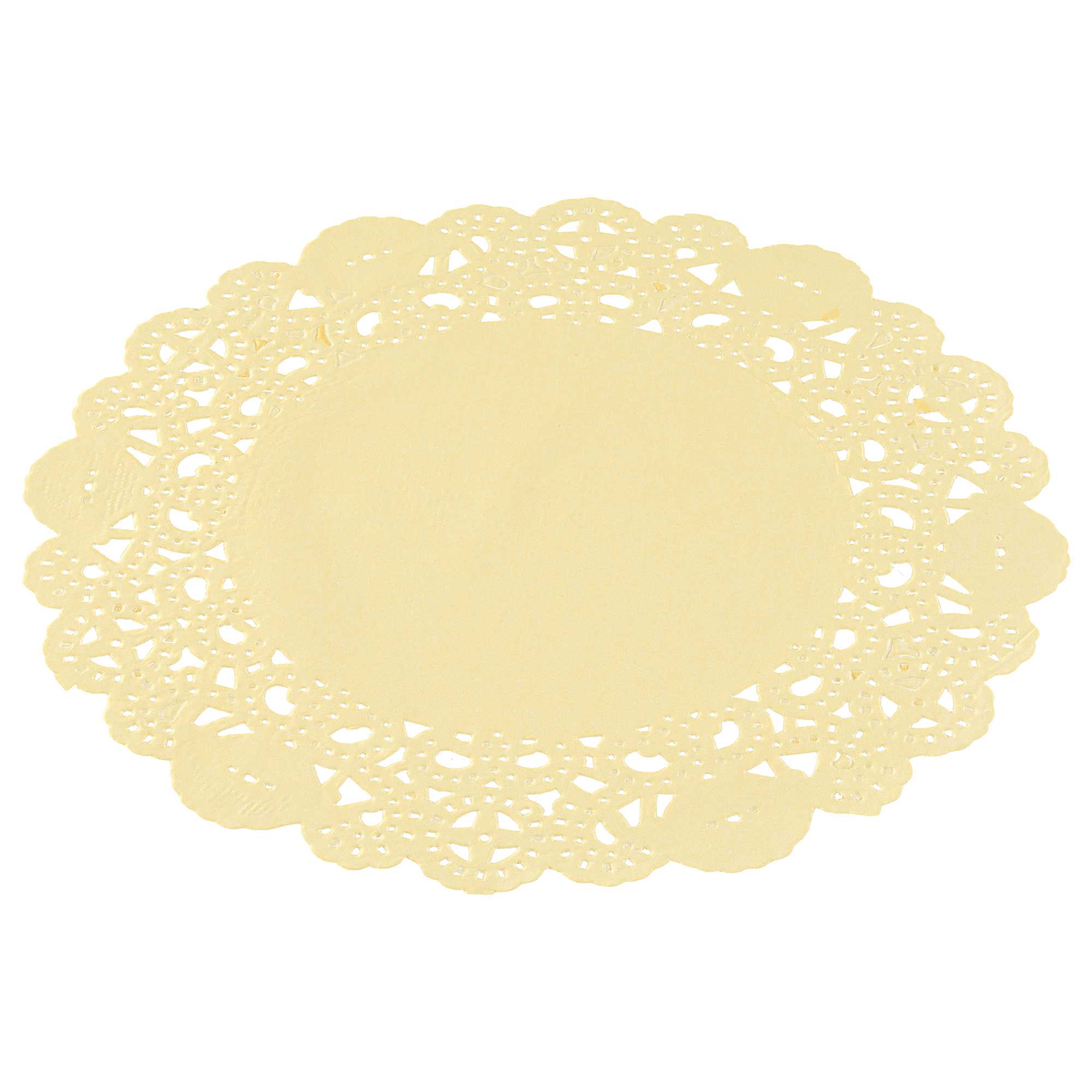 Pastry Tek Round Yellow Paper Doilies - Lace - 6" x 6" - 4000 count box