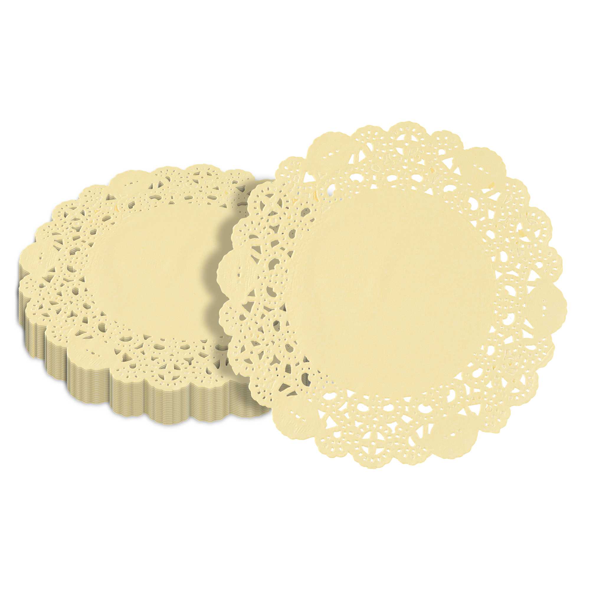 Pastry Tek Round Yellow Paper Doilies - Lace - 6" x 6" - 4000 count box