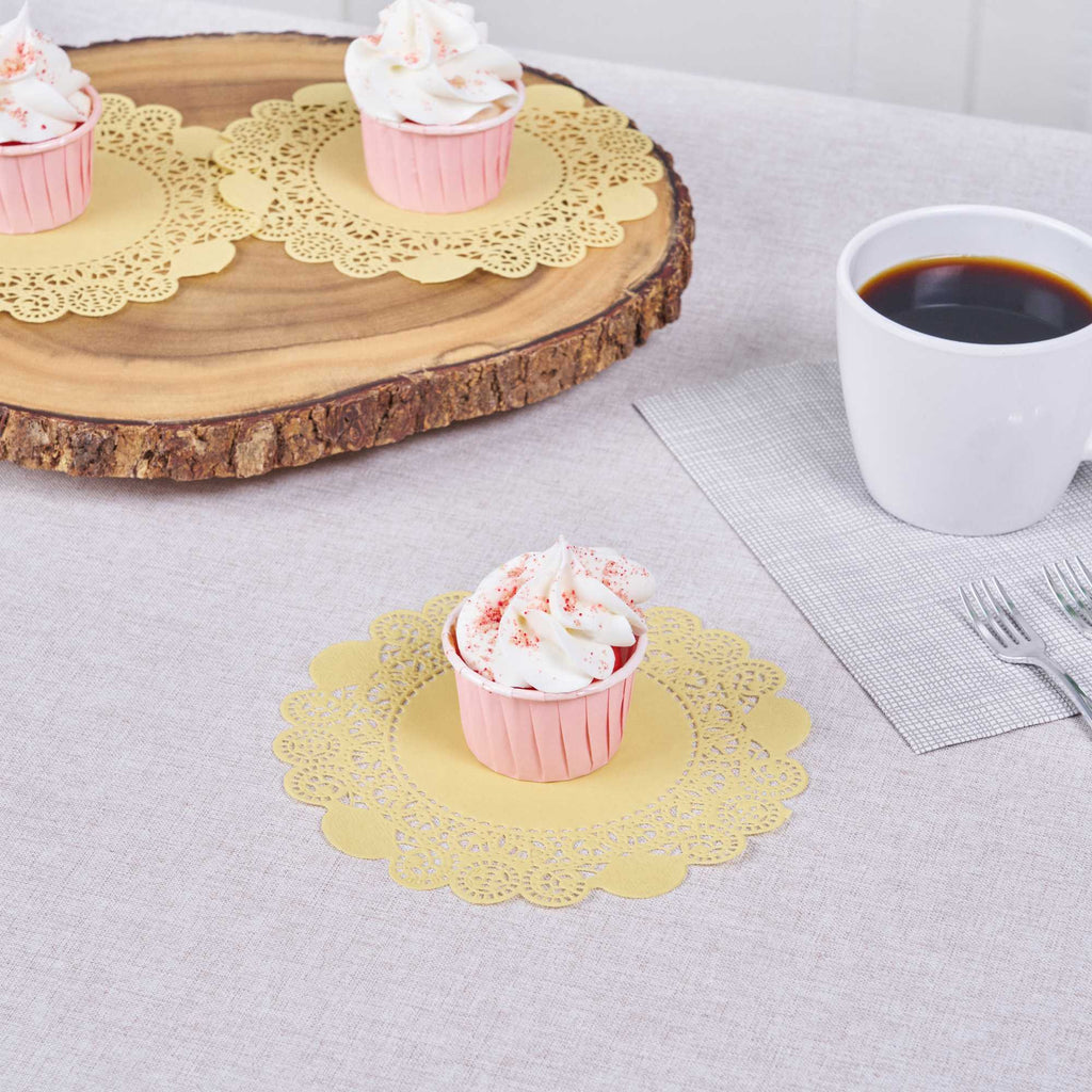 Pastry Tek Round Yellow Paper Doilies - Lace - 6" x 6" - 100 count box