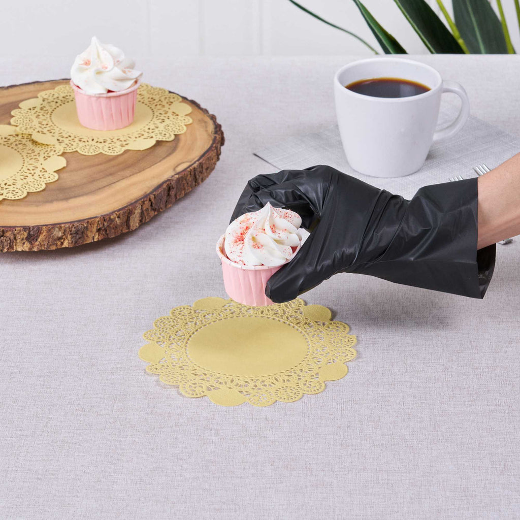 Pastry Tek Round Yellow Paper Doilies - Lace - 6" x 6" - 100 count box