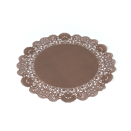 Pastry Tek Round Brown Paper Doilies - Lace - 12" x 12" - 4000 count box