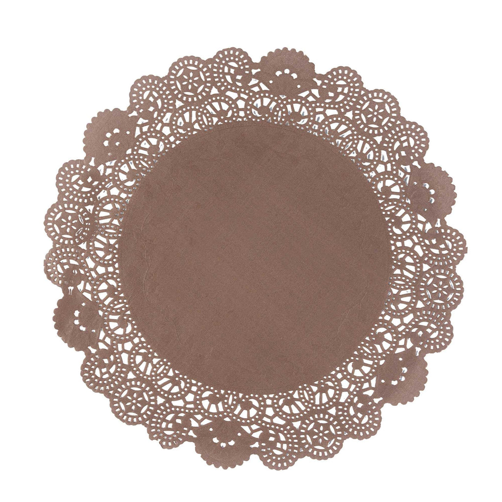 Pastry Tek Round Brown Paper Doilies - Lace - 12" x 12" - 4000 count box