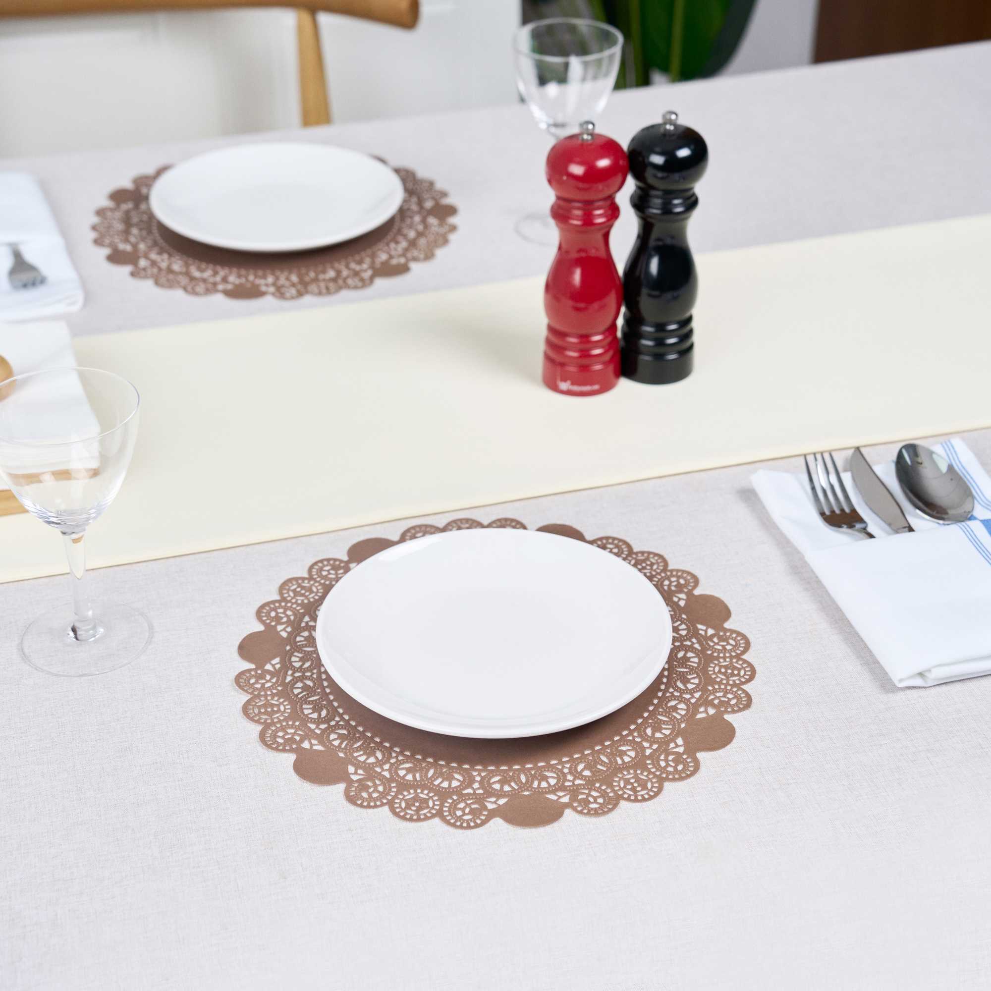 Pastry Tek Round Brown Paper Doilies - Lace - 12" x 12" - 100 count box