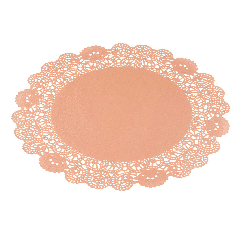 Pastry Tek Round Coral Paper Doilies - Lace - 12" x 12" - 4000 count box