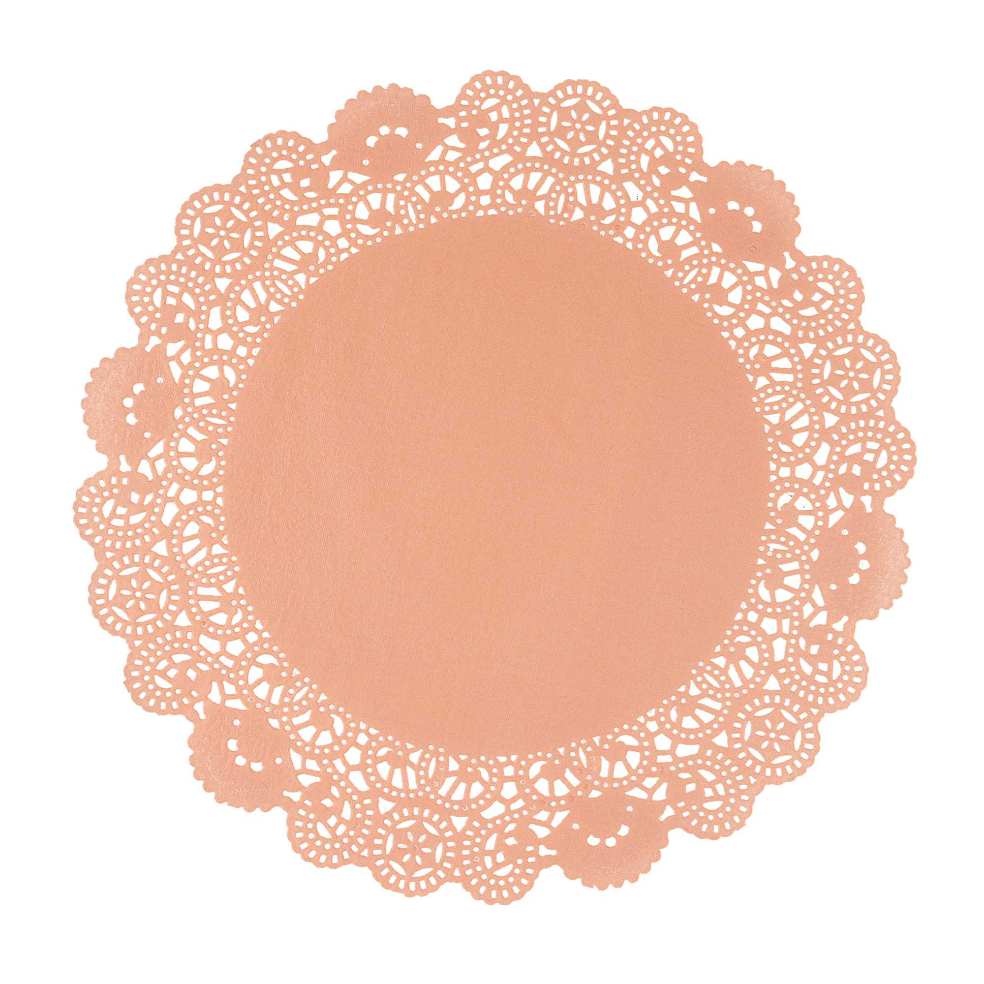 Pastry Tek Round Coral Paper Doilies - Lace - 12" x 12" - 4000 count box