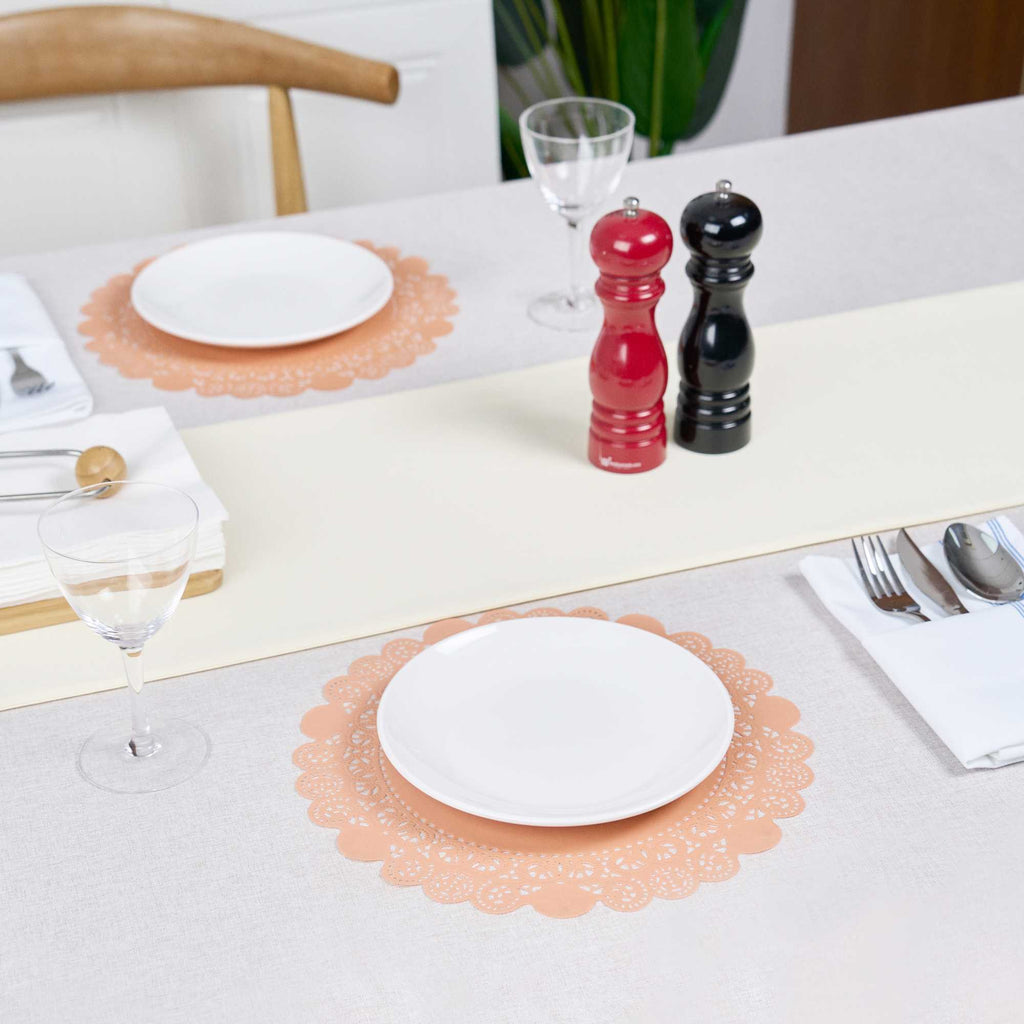 Pastry Tek Round Coral Paper Doilies - Lace - 12" x 12" - 100 count box