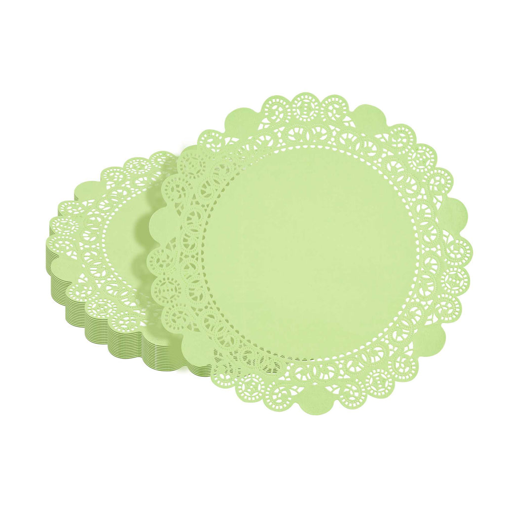 Pastry Tek Round Green Paper Doilies - Lace - 12" x 12" - 100 count box