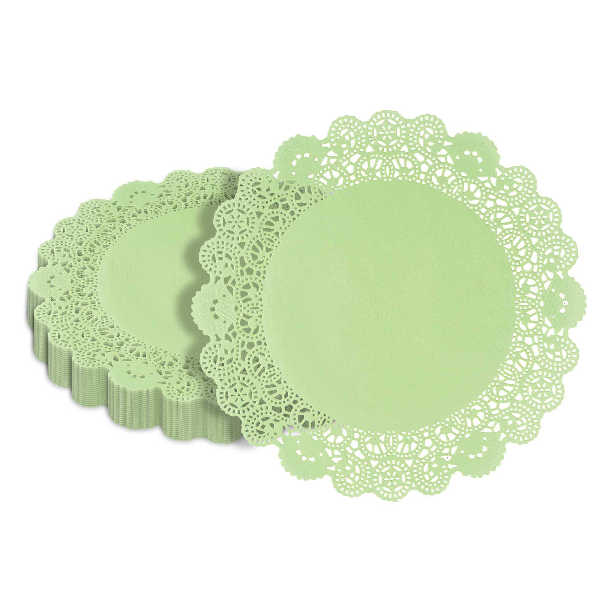 Pastry Tek Round Green Paper Doilies - Lace - 12" x 12" - 4000 count box