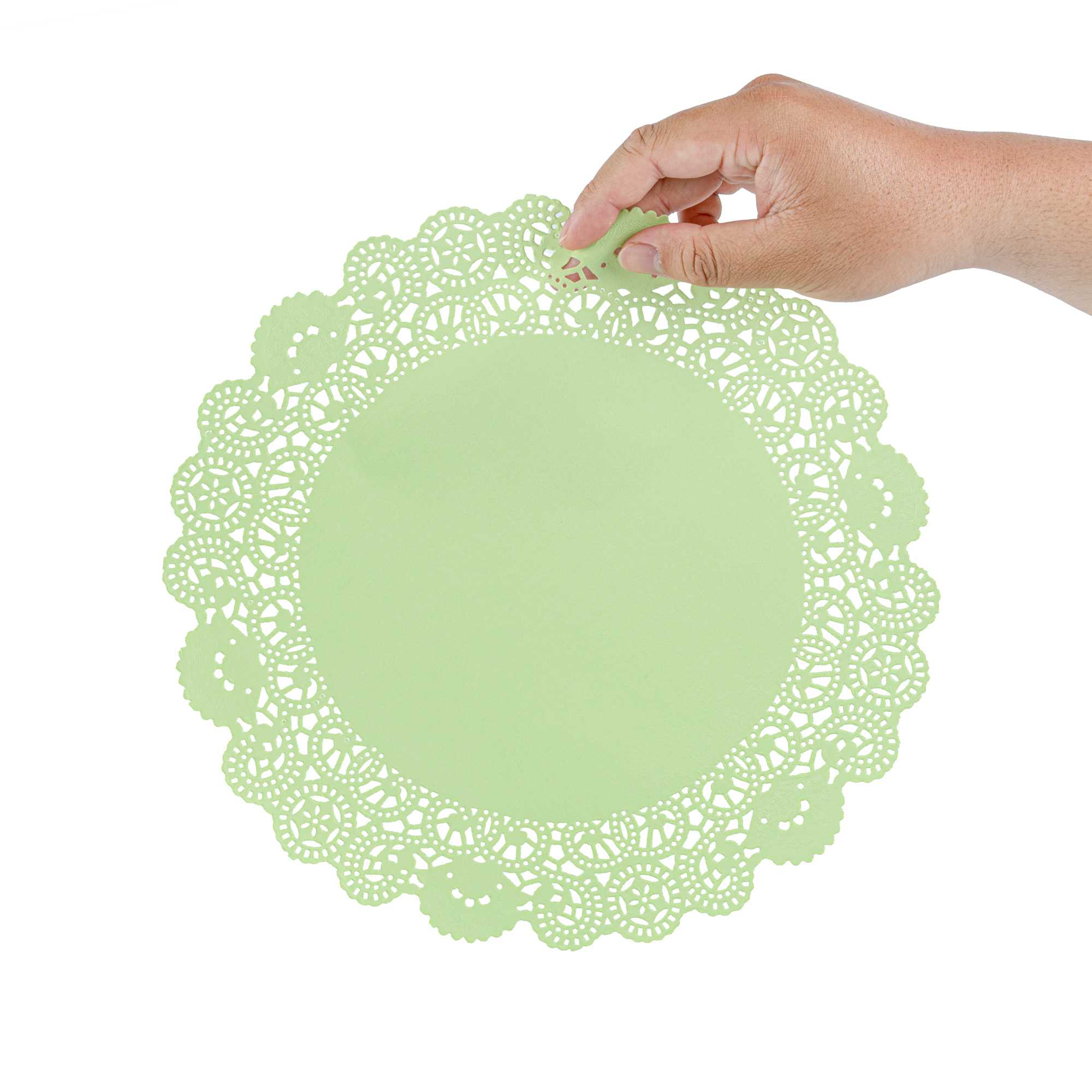 Pastry Tek Round Green Paper Doilies - Lace - 12" x 12" - 4000 count box