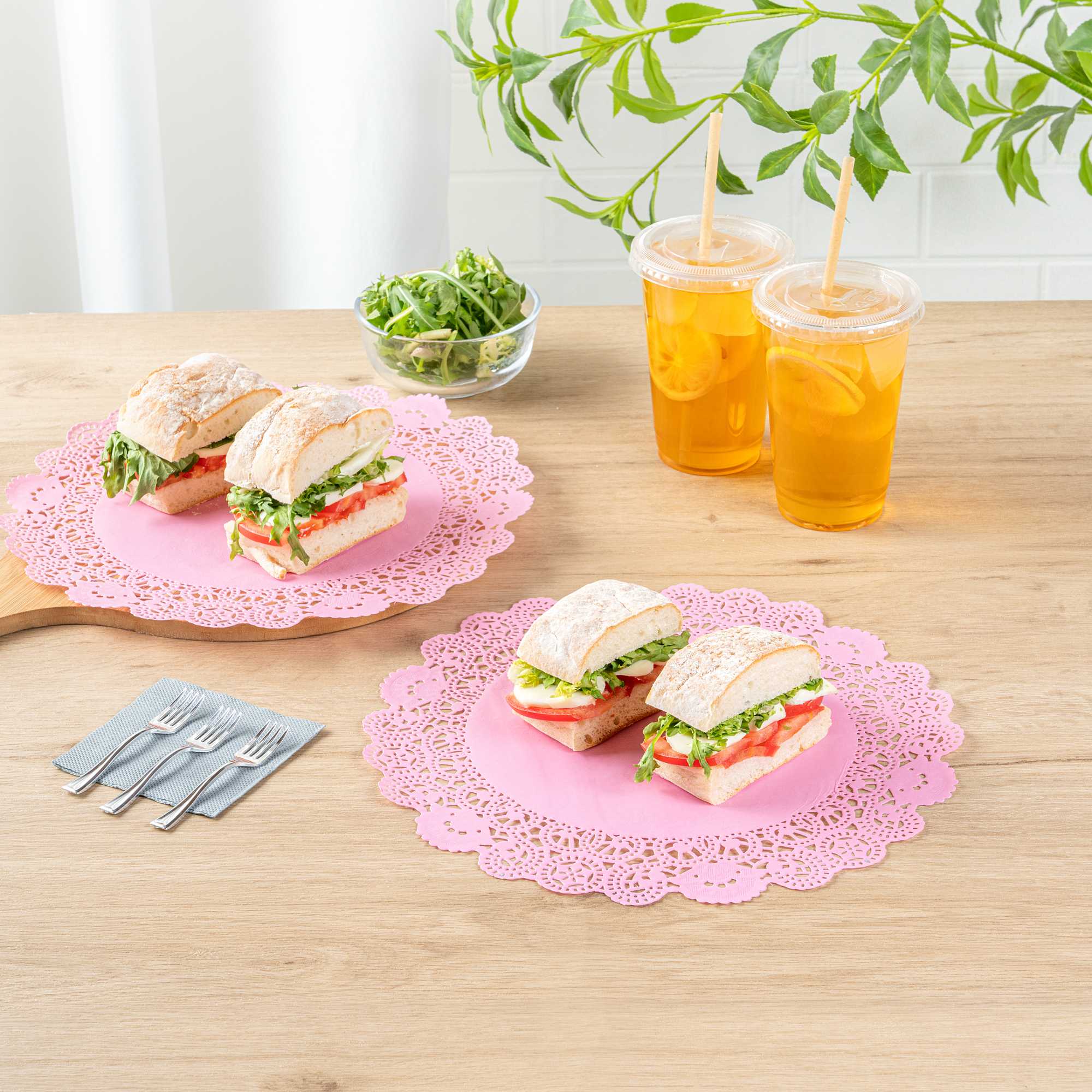 Pastry Tek Round Pink Paper Doilies - Lace - 12" x 12" - 4000 count box