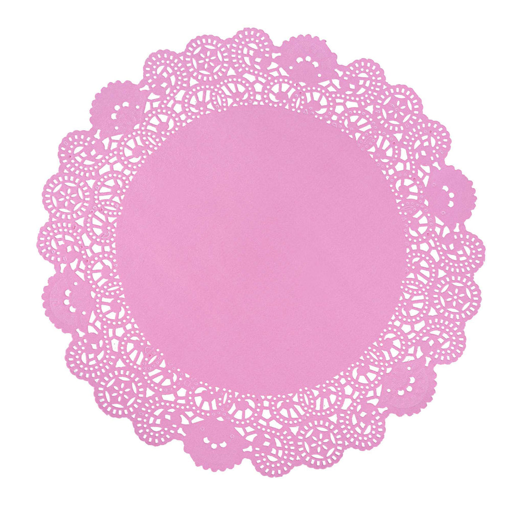 Pastry Tek Round Pink Paper Doilies - Lace - 12" x 12" - 4000 count box