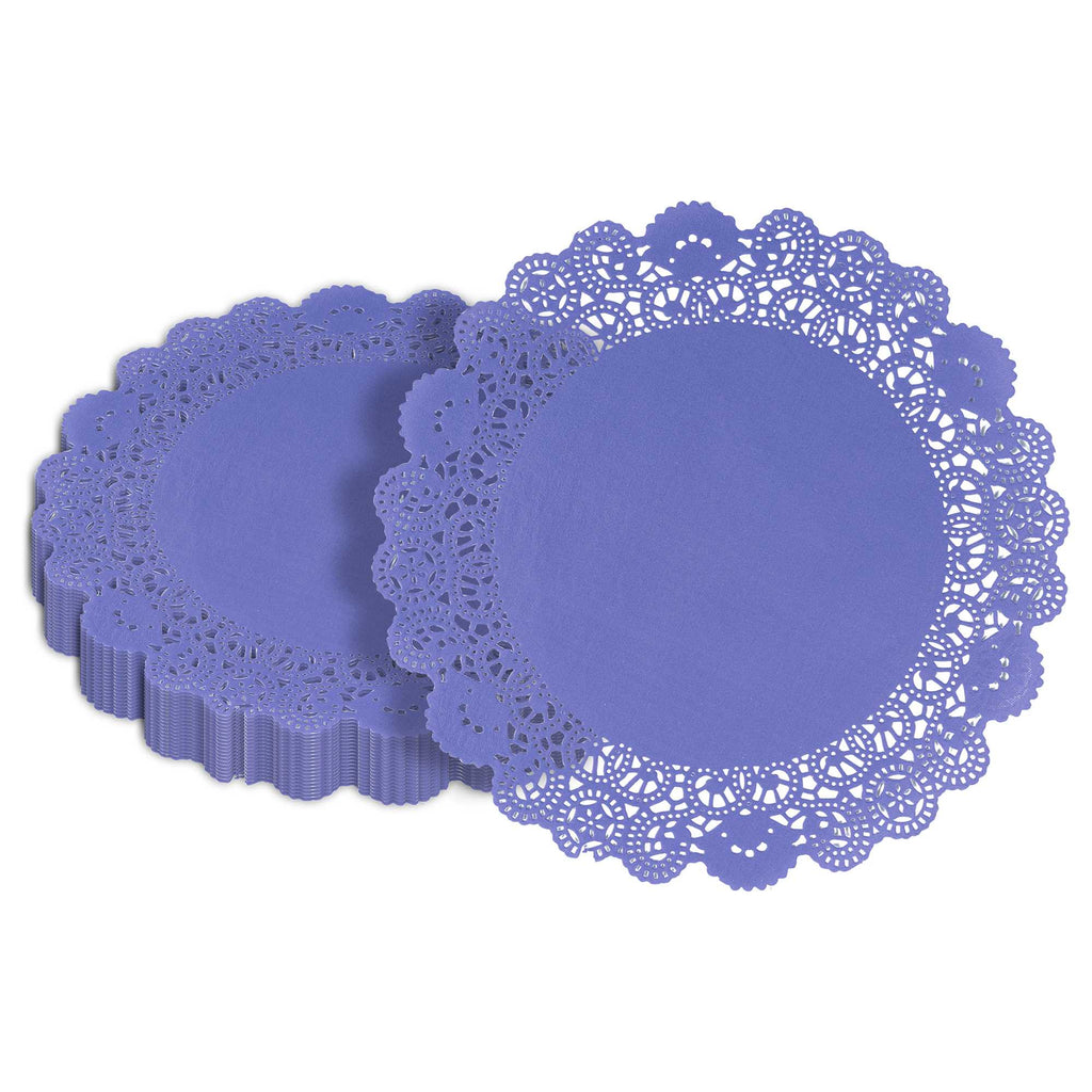 Pastry Tek Round Purple Paper Doilies - Lace - 12" x 12" - 4000 count box