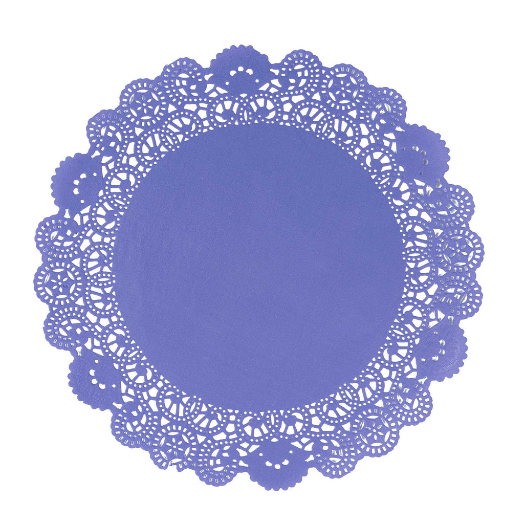 Pastry Tek Round Purple Paper Doilies - Lace - 12" x 12" - 4000 count box