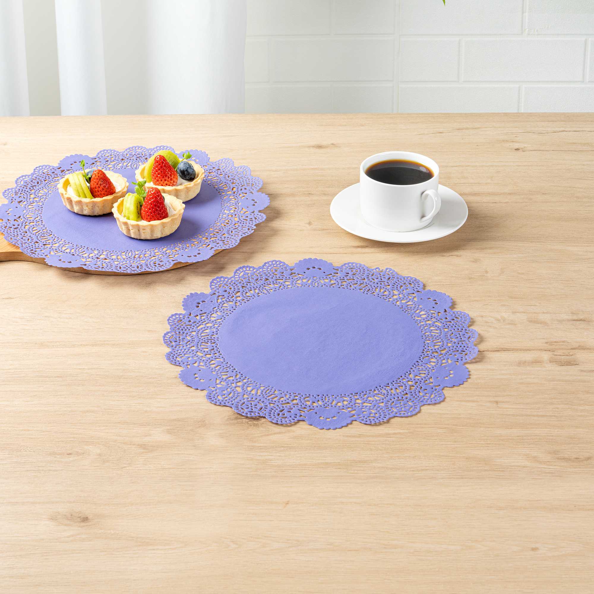 Pastry Tek Round Purple Paper Doilies - Lace - 12" x 12" - 4000 count box