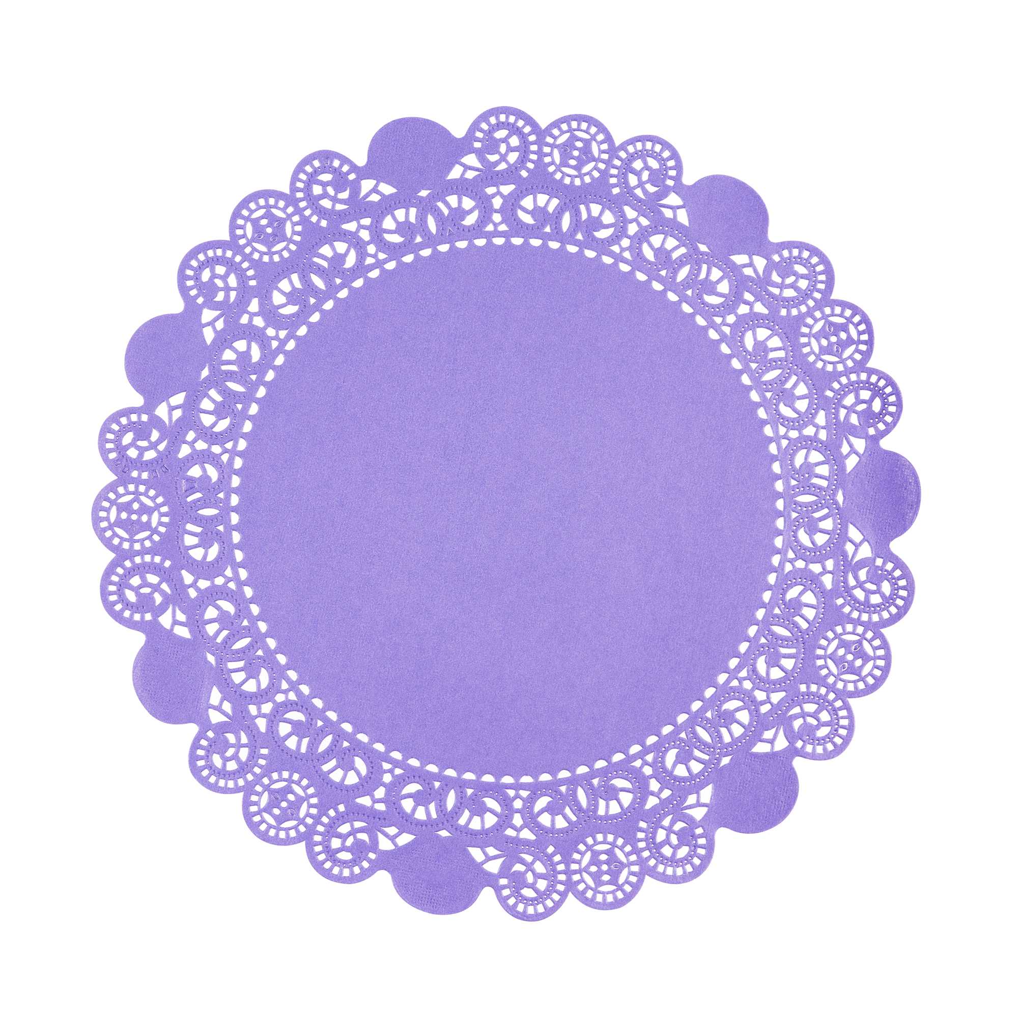 Pastry Tek Round Purple Paper Doilies - Lace - 12" x 12" - 100 count box