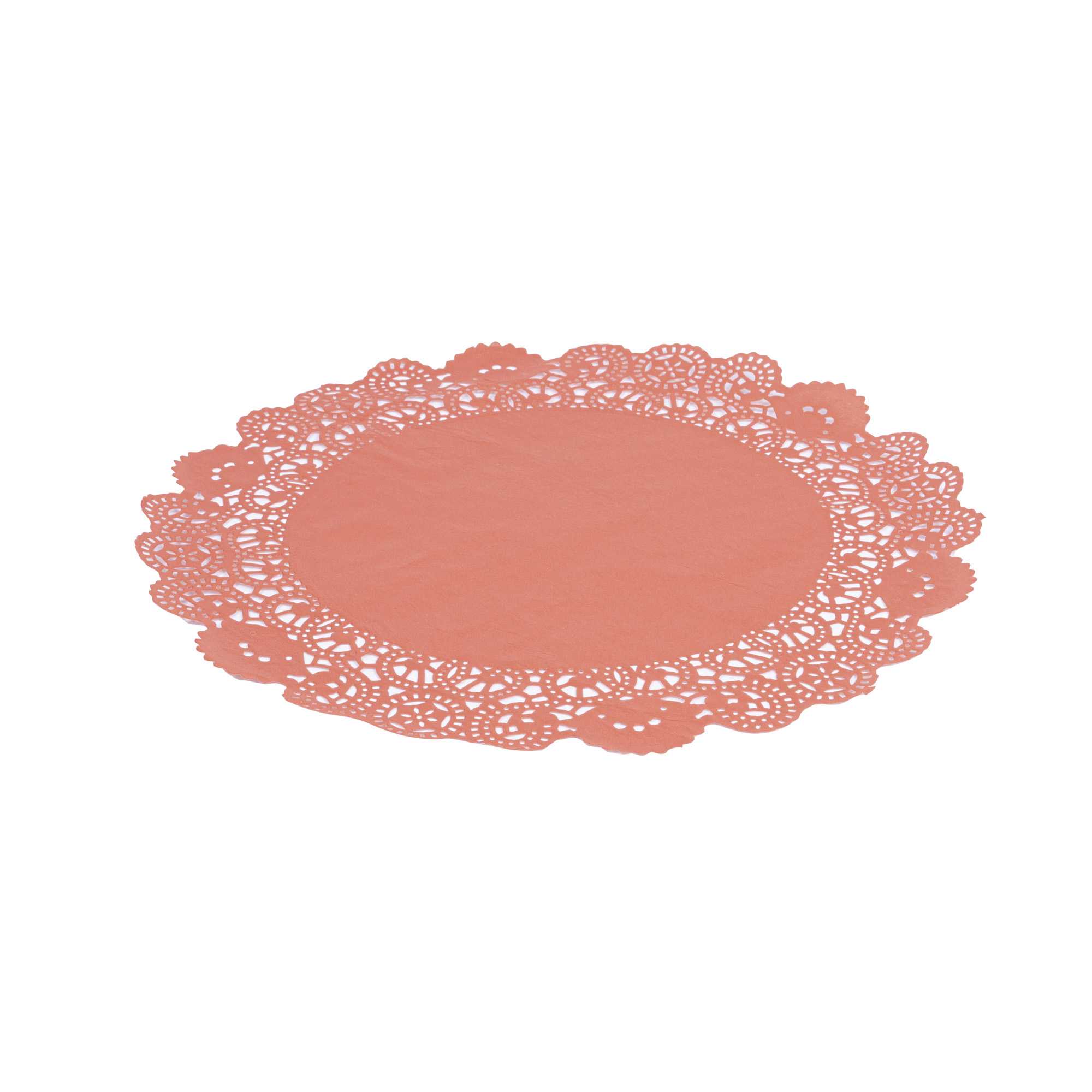 Pastry Tek Round Red Paper Doilies - Lace - 12" x 12" - 100 count box