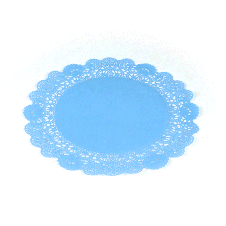 Pastry Tek Round Sky Blue Paper Doilies - Lace - 12" x 12" - 4000 count box