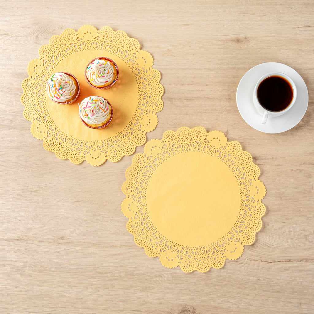 Pastry Tek Round Orange Paper Doilies - Lace - 12" x 12" - 4000 count box