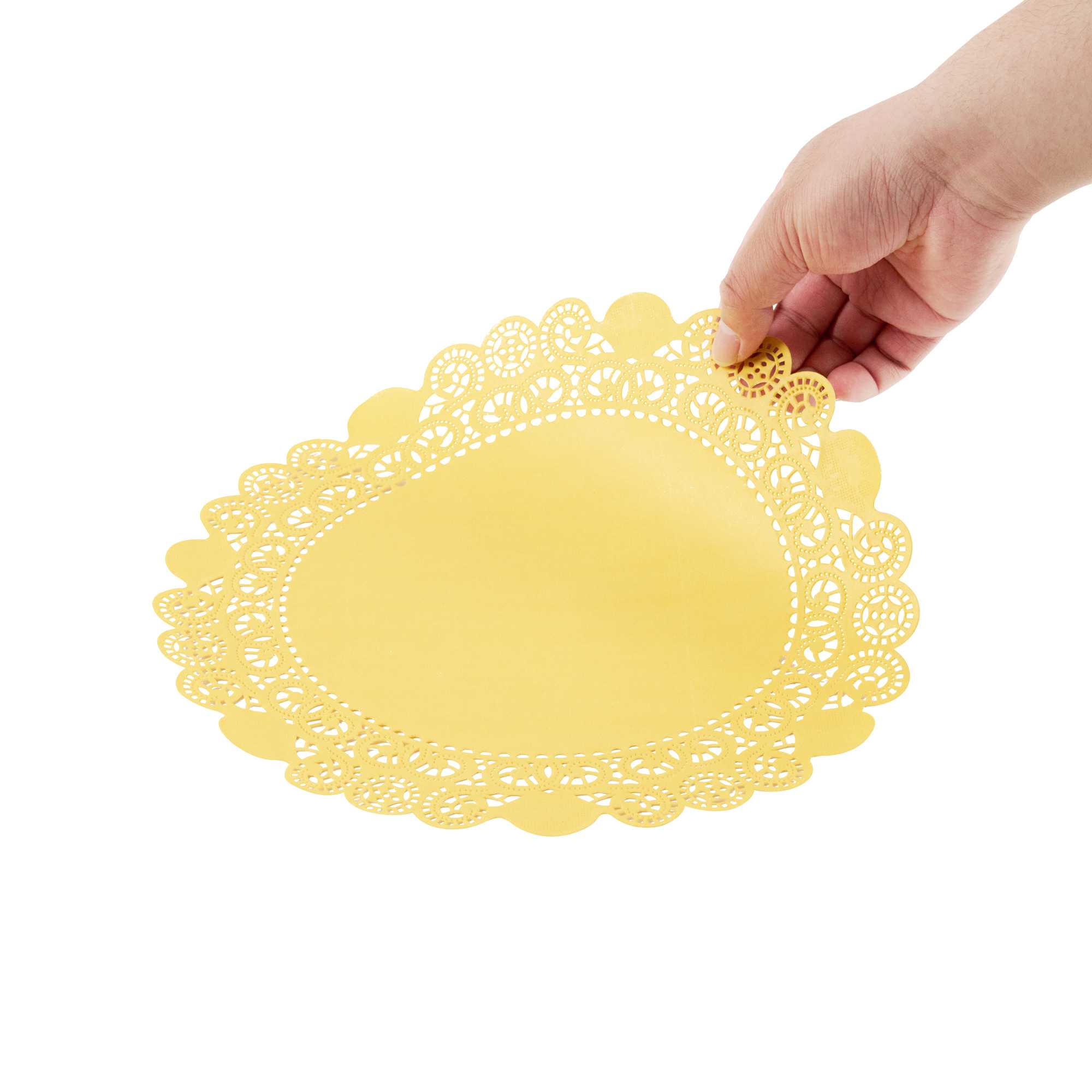 Pastry Tek Round Orange Paper Doilies - Lace - 12" x 12" - 100 count box