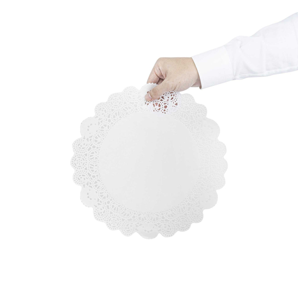 Pastry Tek Round White Paper Doilies - Lace - 12" x 12" - 4000 count box