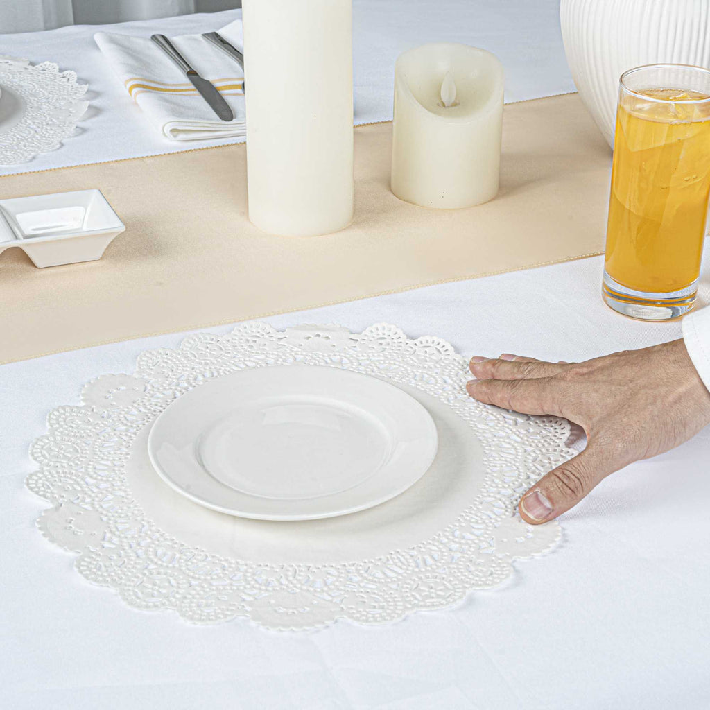 Pastry Tek Round White Paper Doilies - Lace - 12" x 12" - 4000 count box