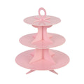 Pastry Tek Pink Cardboard Cupcake Stand - 3-Tier, White Polka Dots - 13 1/2" x 13 1/2" x 14" - 1 count box