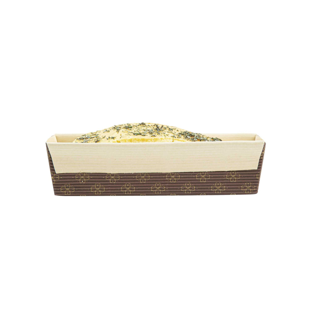 Panificio 18 oz Kraft Paper Baking Loaf Pan - Greaseproof, Rippled - 7 3/4" x 3 1/4" x 2" - 10 count box