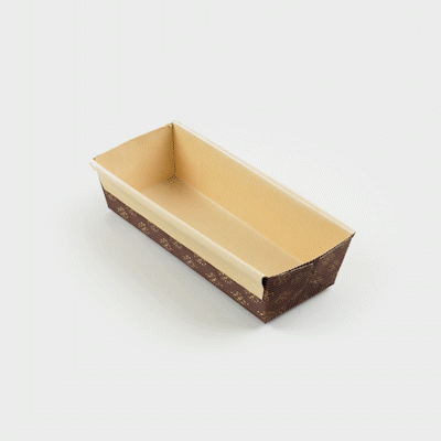 Panificio 18 oz Kraft Paper Baking Loaf Pan - Greaseproof, Rippled - 7 3/4" x 3 1/4" x 2" - 10 count box