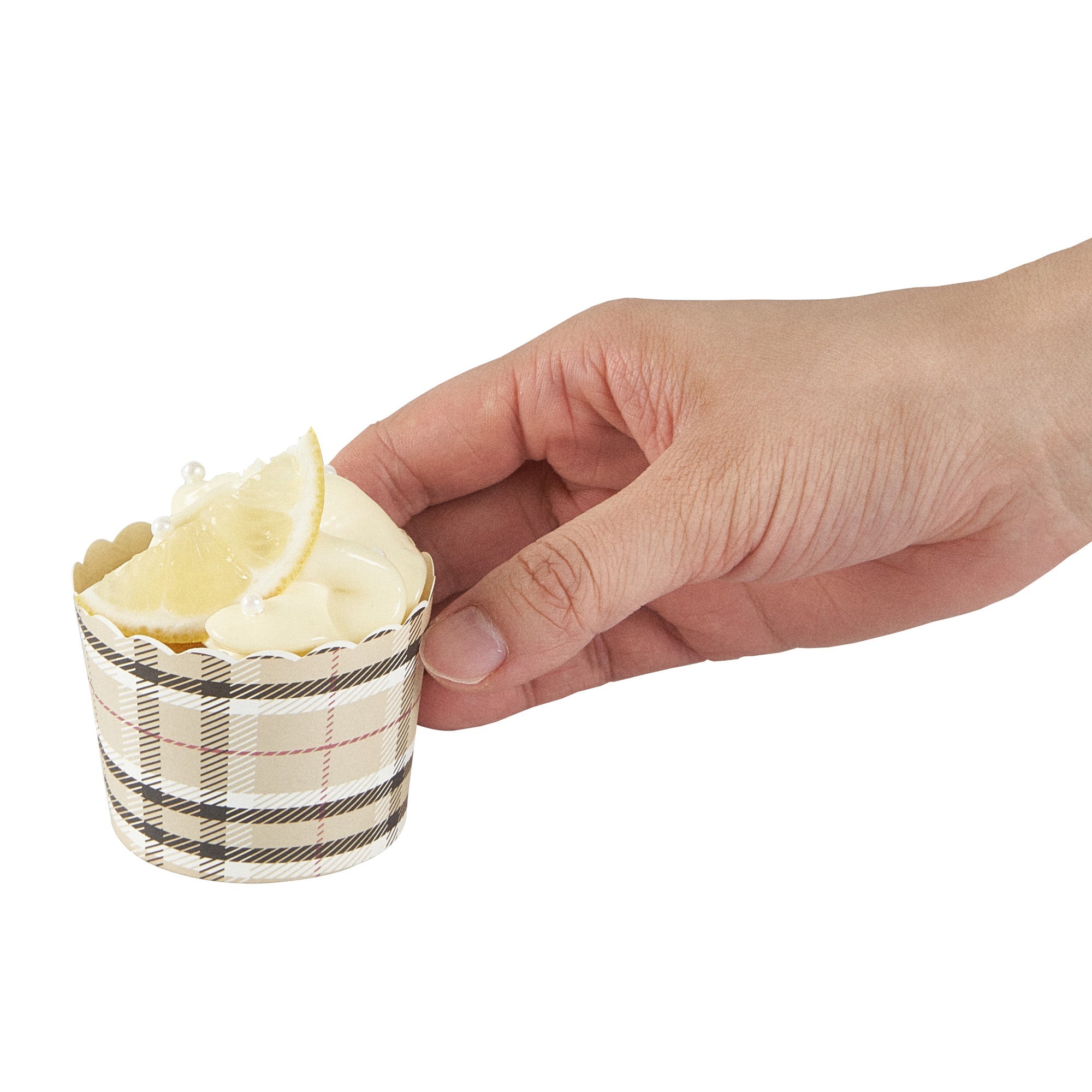 Panificio 3 oz Round Plaid Paper Mini Baking Cup - Scalloped - 2 1/2" x 2 1/2" x 1 3/4" - 200 count box