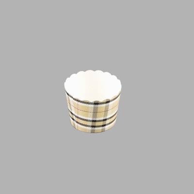 Panificio 3 oz Round Plaid Paper Mini Baking Cup - Scalloped - 2 1/2" x 2 1/2" x 1 3/4" - 200 count box