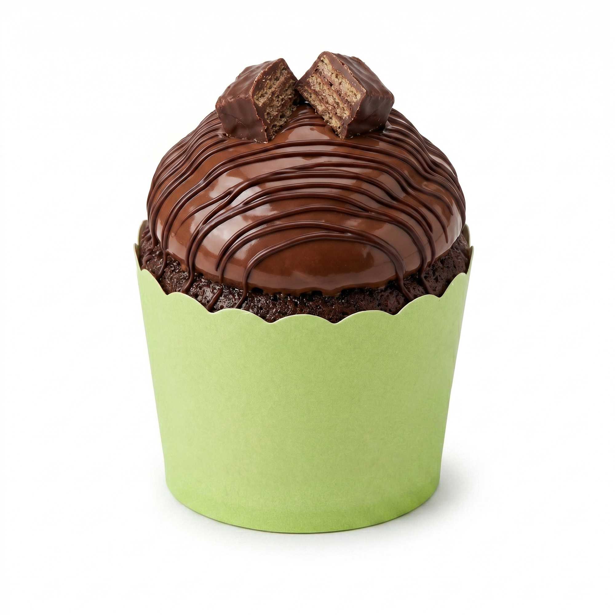 Panificio 3 oz Round Eco Green Paper Mini Baking Cup - Scalloped - 2 1/2" x 2 1/2" x 1 3/4" - 200 count box