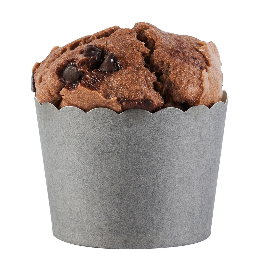Panificio 3 oz Round Gray Paper Mini Baking Cup - Scalloped - 2 1/2" x 2 1/2" x 1 3/4" - 200 count box
