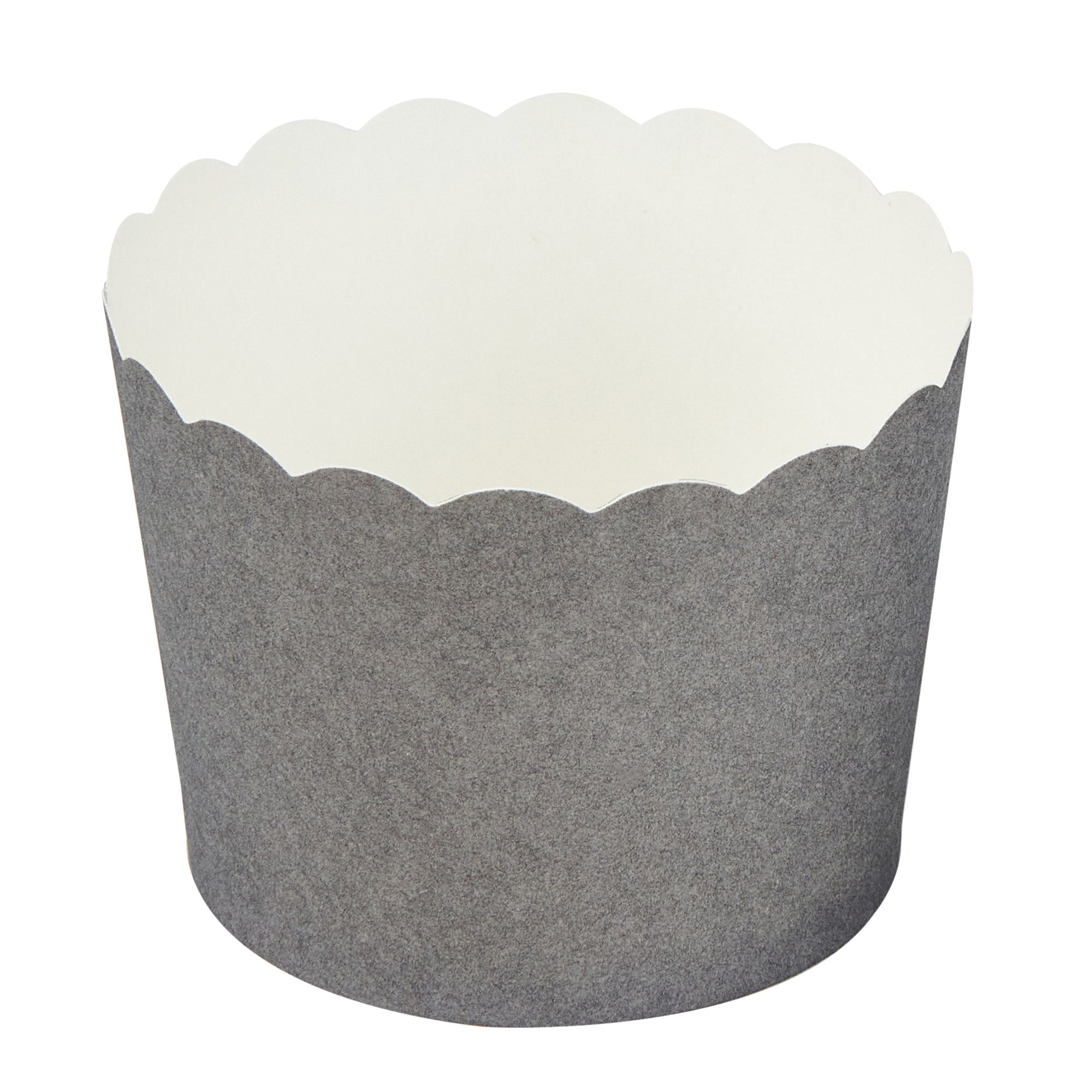 Panificio 3 oz Round Gray Paper Mini Baking Cup - Scalloped - 2 1/2" x 2 1/2" x 1 3/4" - 200 count box