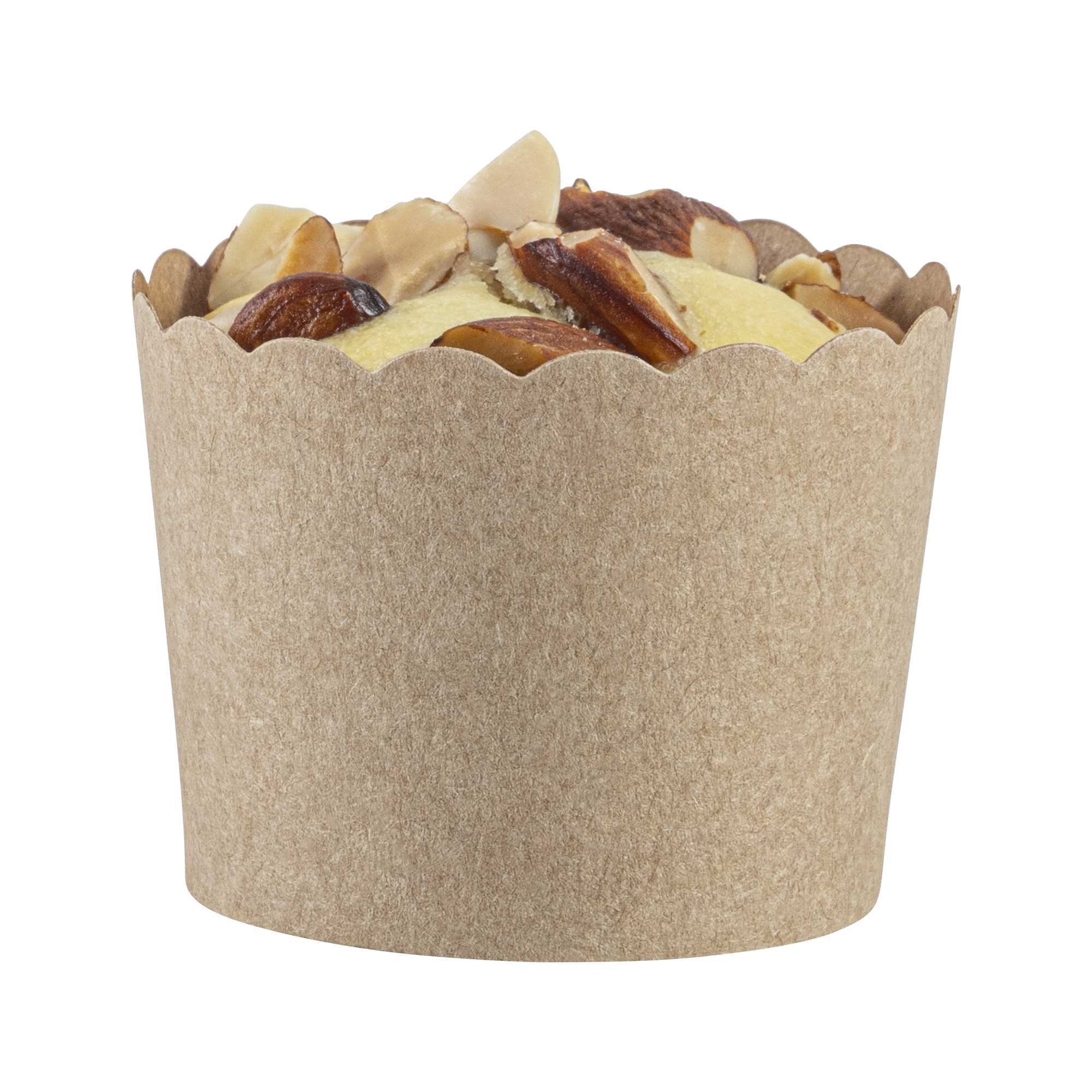 Panificio 3 oz Kraft Paper Mini Baking Cup - Scalloped - 2 1/2" x 2 1/2" x 1 3/4" - 200 count box