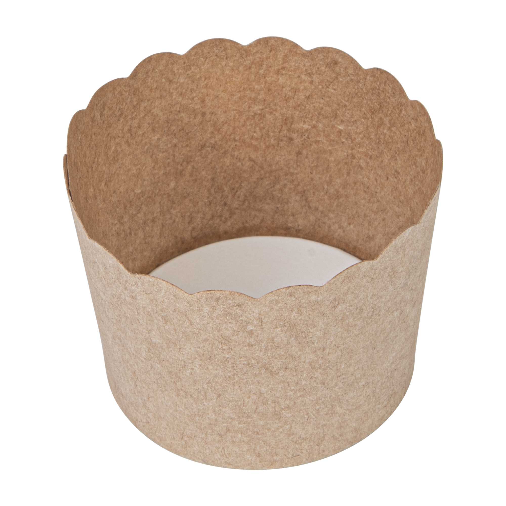 Panificio 3 oz Kraft Paper Mini Baking Cup - Scalloped - 2 1/2" x 2 1/2" x 1 3/4" - 200 count box