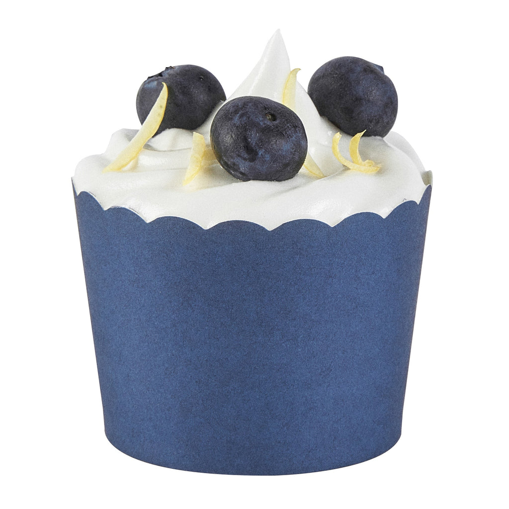 Panificio 3 oz Round Midnight Blue Paper Mini Baking Cup - Scalloped - 2 1/2" x 2 1/2" x 1 3/4" - 200 count box