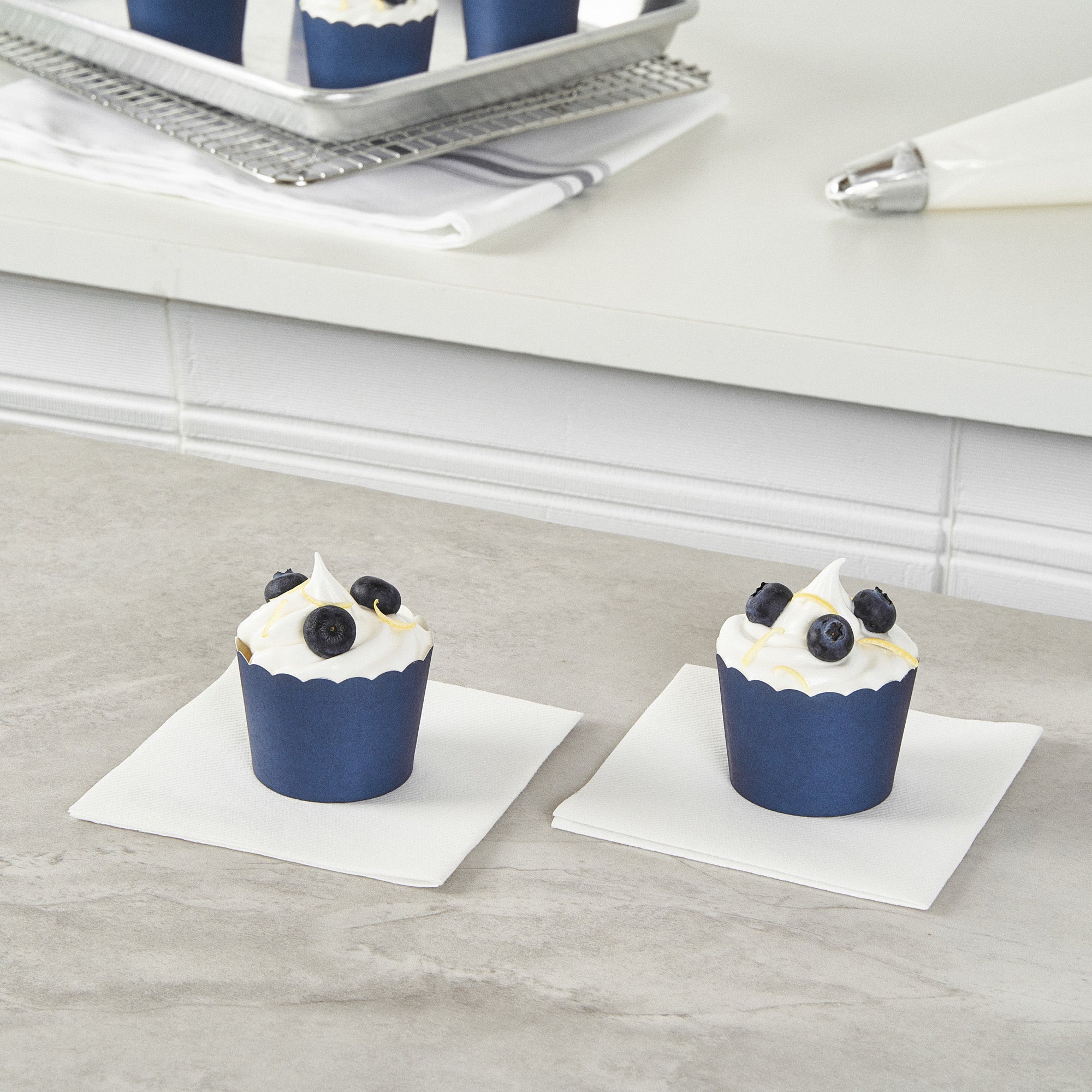 Panificio 3 oz Round Midnight Blue Paper Mini Baking Cup - Scalloped - 2 1/2" x 2 1/2" x 1 3/4" - 200 count box